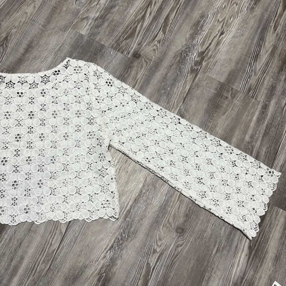 Zara Girls 13-14(164) White Floral Crochet Lace Long Sleeve Top Boho Sheer - Picture 8 of 9